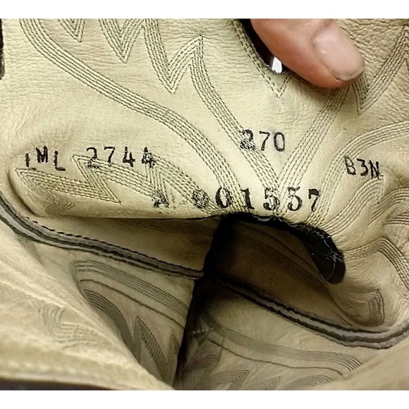 Larry Mahan Exotic Ostrich Leather Wingtip Cowboy Boots Quill Smooth size 7 B - Picture 8 of 9